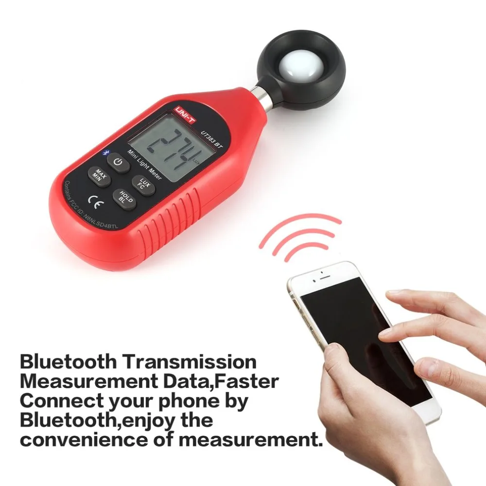 UNI-T UT383BT Bluetooth Mini Digital Luxmeter LCD Light Meter Luminance Tester Handheld Luminometer Photometer 0-199900Lux