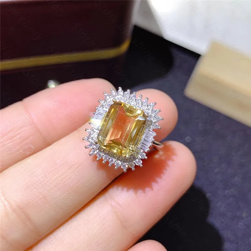 

For Women Natural Citrine Gemstone 925 Silver Rings Sterling Fine Jewelry oval Bridal Wedding Bijouterie
