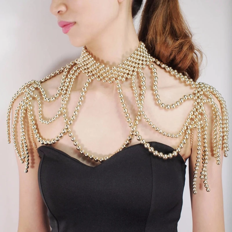 Simulated Pearl Beads Body Necklace For 