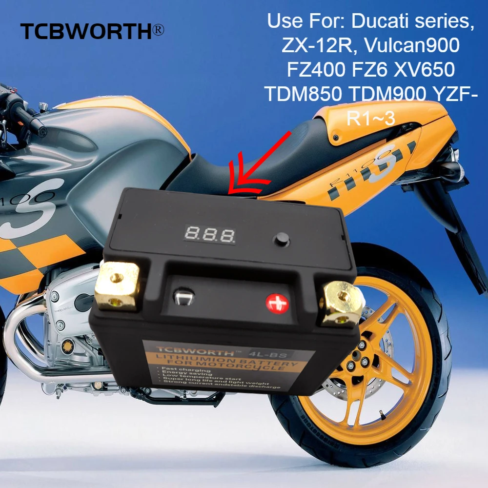 Стартовый аккумулятор TCBWORTH 7A BS для мотоцикла 12 В LiFePO4 7 Ач стартовый литиевый