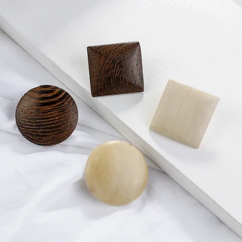 

AENSOA Simple Vintage Wood Earrings African Asymmetry Square Round Drop Earrings For Women Geometric Pendant Jewelry Gift