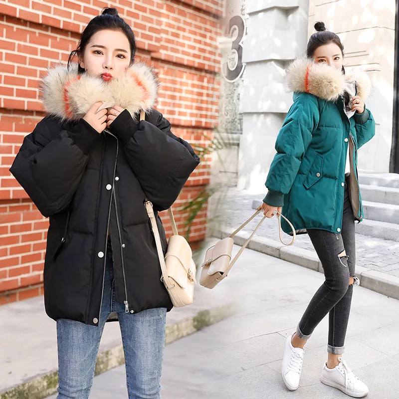 

Down Coat Versitile Fashion Simple Elegant with Fur Collar Loose-Fit Comfortable Solid Color 2019 Autumn And Winter New Style Co