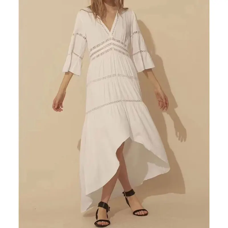 

Women Dress 2020 Early Spring and Summer New Style Embroidered V-neck Dress