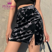 Харадзюку Винтаж Черный бабочка печати юбки готический панк женские юбки