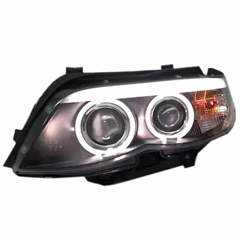

Headlight assembly for BMW X5 E53 2004-07 LED angel eye turn signal Bi-lens HID bulbs with 65W Ballast, left and right