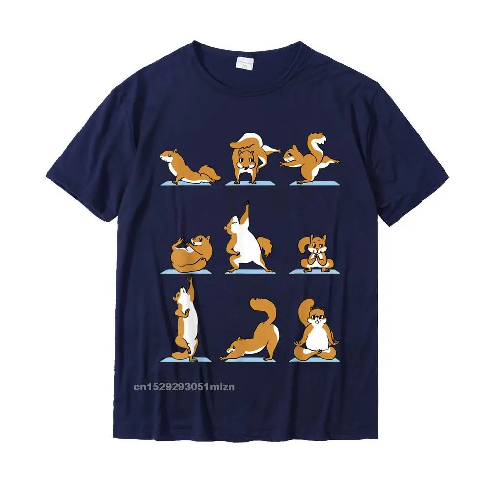 Male Latest Printed On Tops Tees Round Collar Summer 100% Cotton T-shirts Design Short Sleeve Squirrel Yoga T-Shirt__3670 Tees Squirrel Yoga T-Shirt__3670 navy