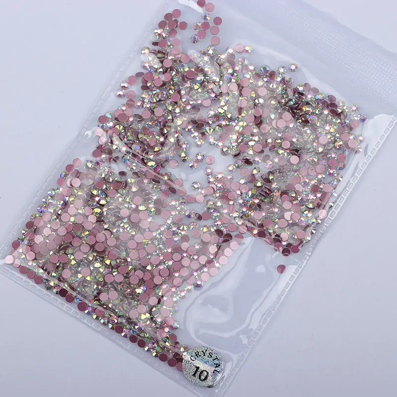 1440 pcs ss3-ss20 manicure jewelry hot red bottom drill glass white AB color size mixed flat bottom rhinestone - Цвет: ABs102.8mm