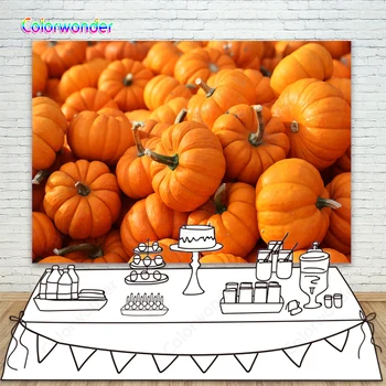 

Autumn Harvest Season Pumpkins Photography Backgrounds Custom Baby Children Kid Portrait Photographic Backdrop For Photo Studio