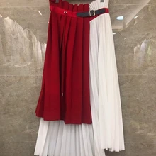 И сезон осень-зима; Новая женская обувь сочетающихся цветов и плиссированная юбка средней длины 1015