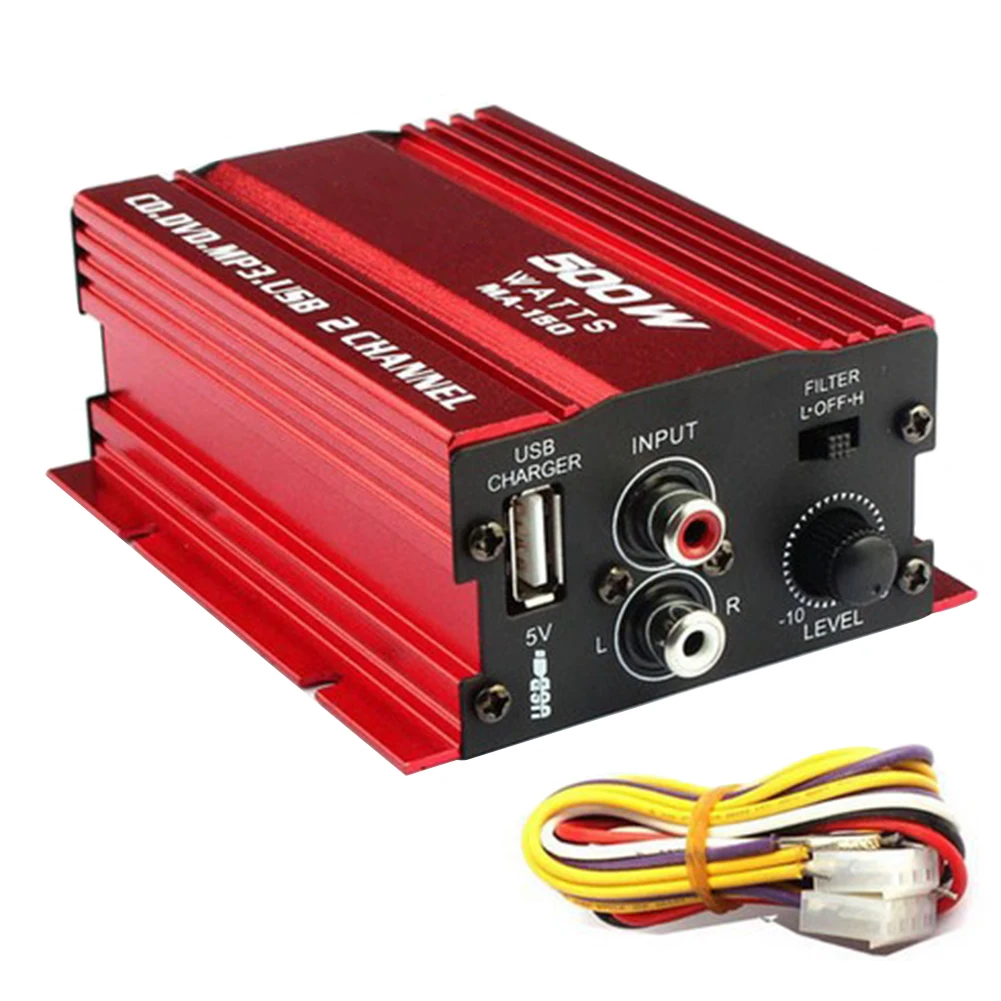 

500W 2 Channel Hi-Fi Car Subwoofer Amplifier Stereo Audio Equalizer Amplifier For Car Motorcycle Home Mp3 HQ