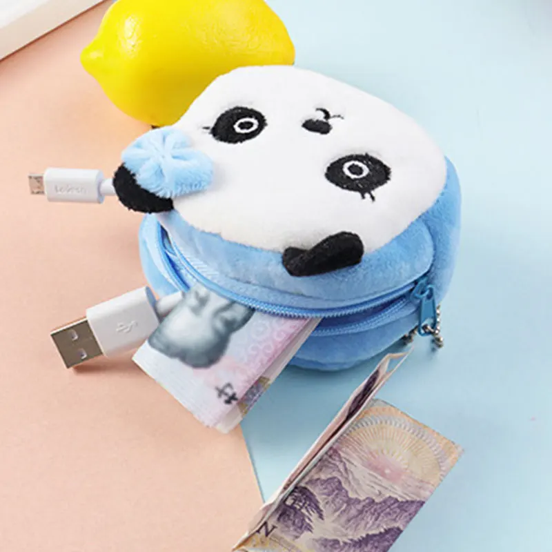 Fashion Cartoon Plush Wallets Children's Mini Coin Purses Baby Girls Short Plush Coin Bags Cute Cat Key Holder Bag Animal Wallet coin purse coin wallet plush coin purse