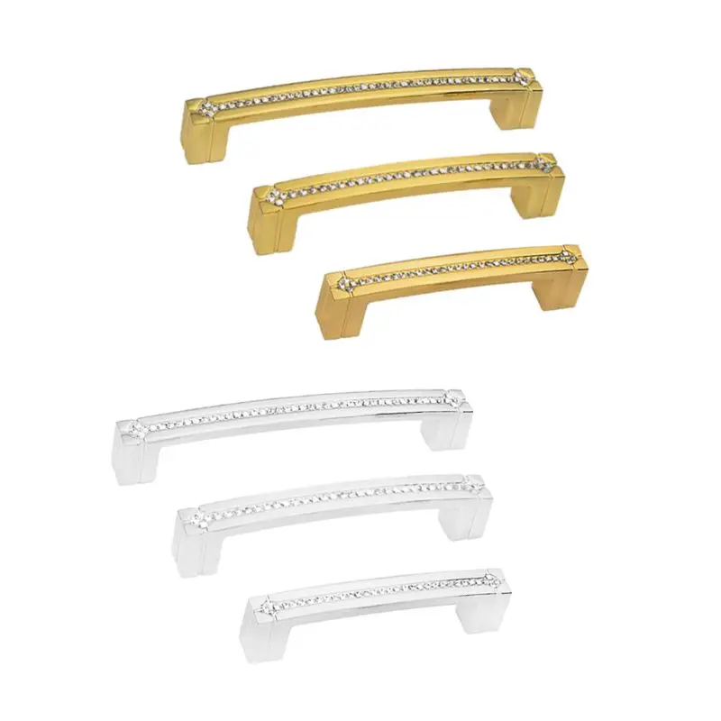 

High-grade Diamond Crystal Small Handle European Wardrobe Modern Minimalist Wine Cabinet Door Gold Light Luxury Drawer Silver