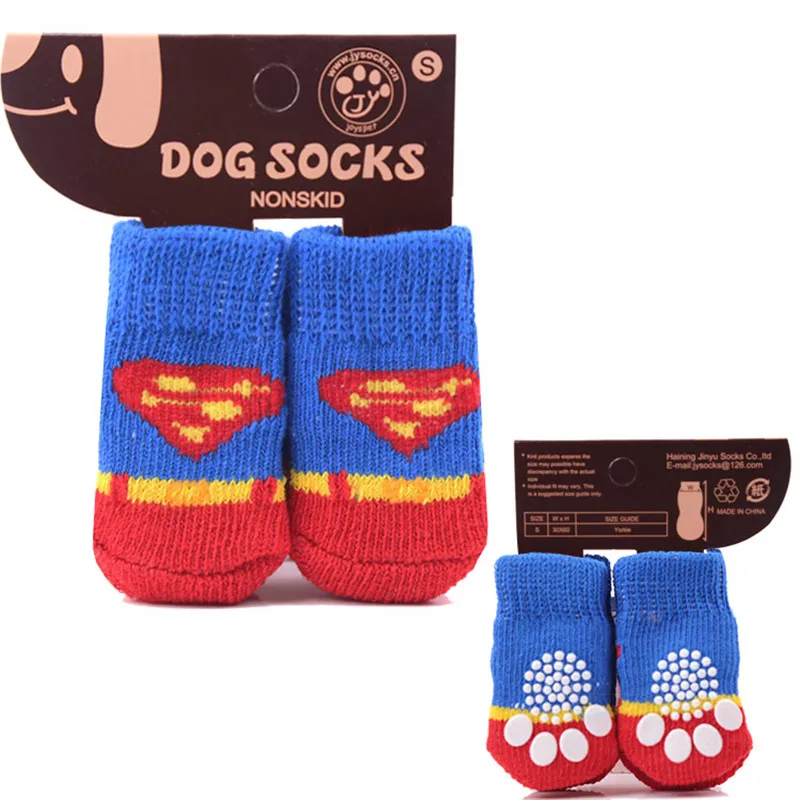 1set/4pcs Christmas New Year Cartoon Pet Socks Soft Cotton Cute Non-slip Warm Dog Sock for Dog Teddy Cat Pet Supplies
