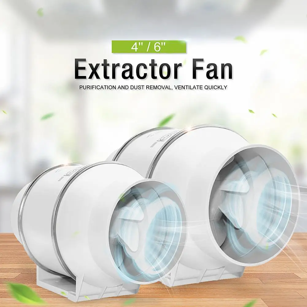 HIGH QUALITY  Kitchen Portable 4inch/6inch Silent Oblique Flow In-Line Extractor Ventilation Duct Fan Durable Kit