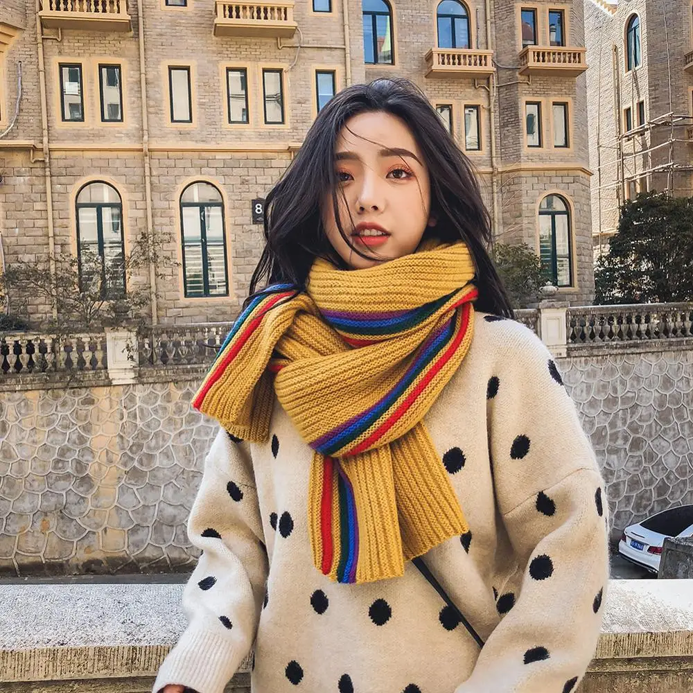 

2019 Women Cashmere Scarves Lady Winter Soft Pashmina Shawls Wraps Pink Female Knitted Wool Long Scarf Thicken Warm