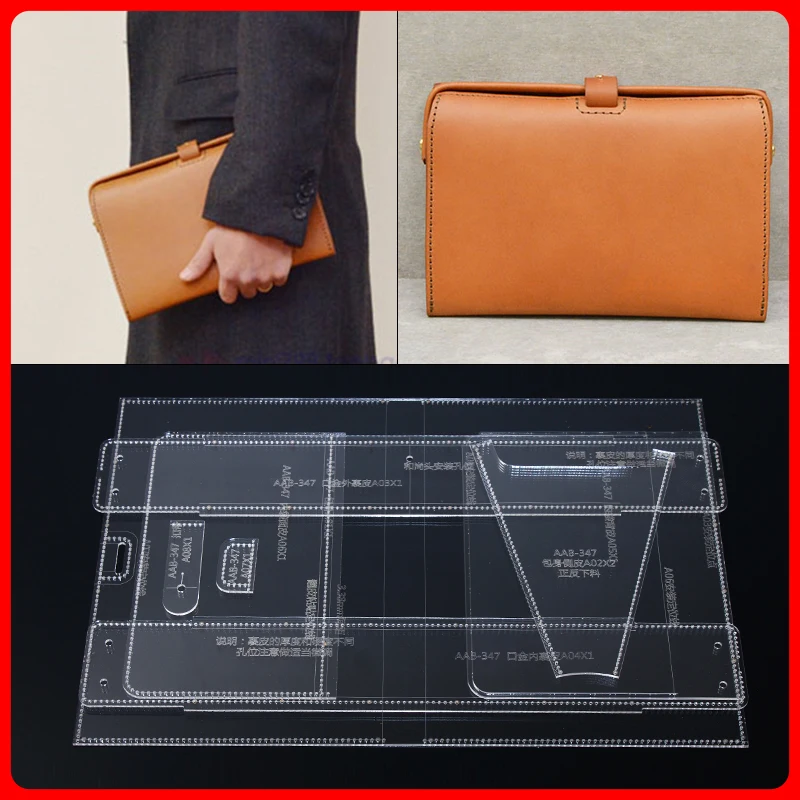 

1 set Manual leather pattern drawing DIY leather bag small mouth gold bag wallet acrylic pattern template handbag drawing