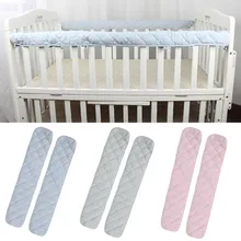 

2Pcs Cotton Crib Protection Wrap Edge Baby Anti-bite Solid Color Bed Fence Guardrail Newborn Bed Rail Cover Baby Care Safety