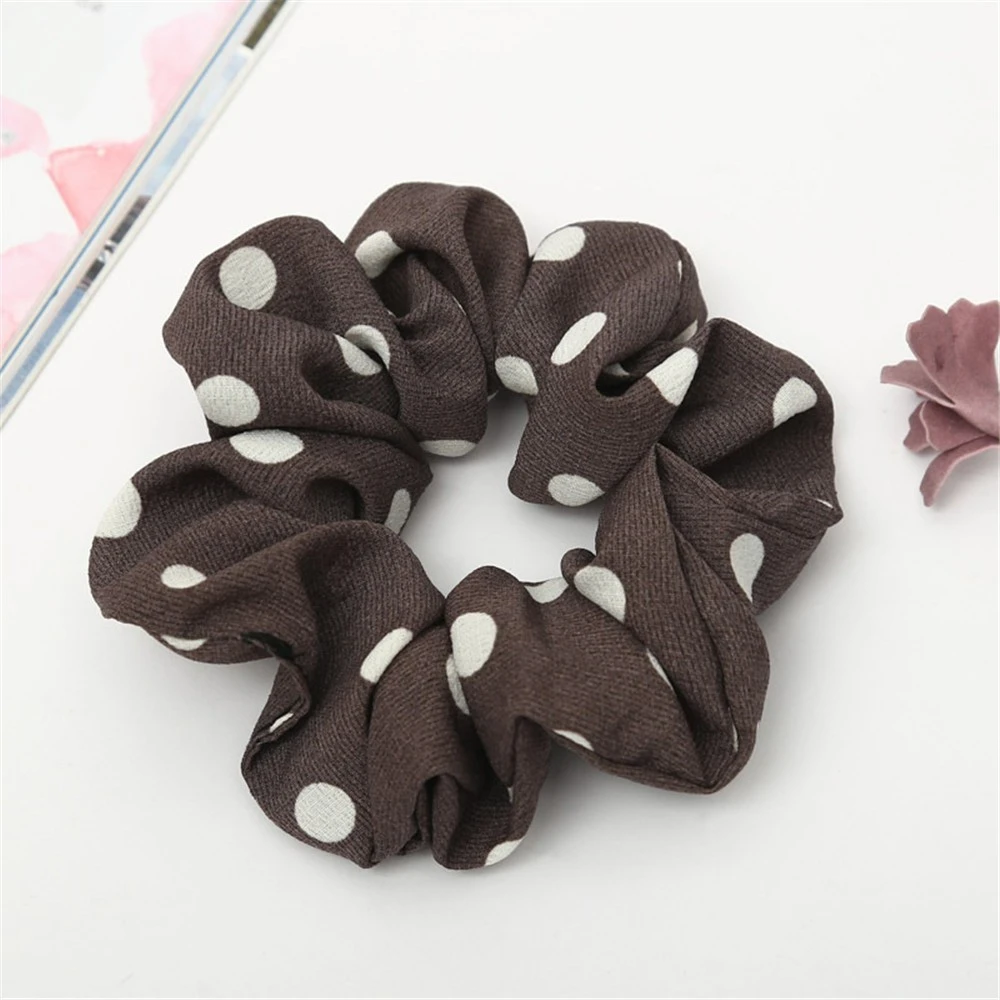 2019 Women Dot Plaid Scrunchies Women Elastic Hair Ties Soft Elegant Ponytail Headband Solid Headwear Accessories 829