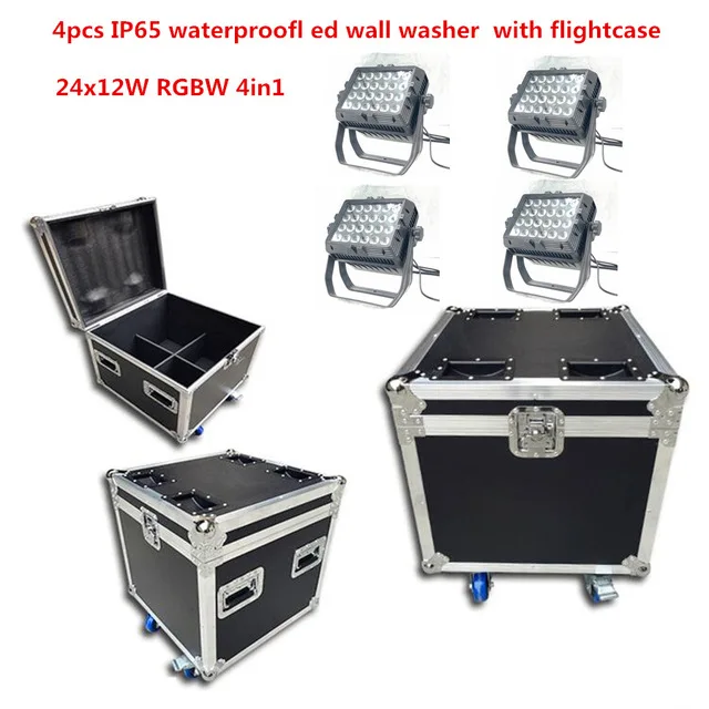 4 пьезы ip65 disco Decoration Luz de lavado de pared 24x18 w rgbwa lavado uv 6в1 etapa Luz de arandela con flightcase wateproo - Цвет: 24x12W 4in1