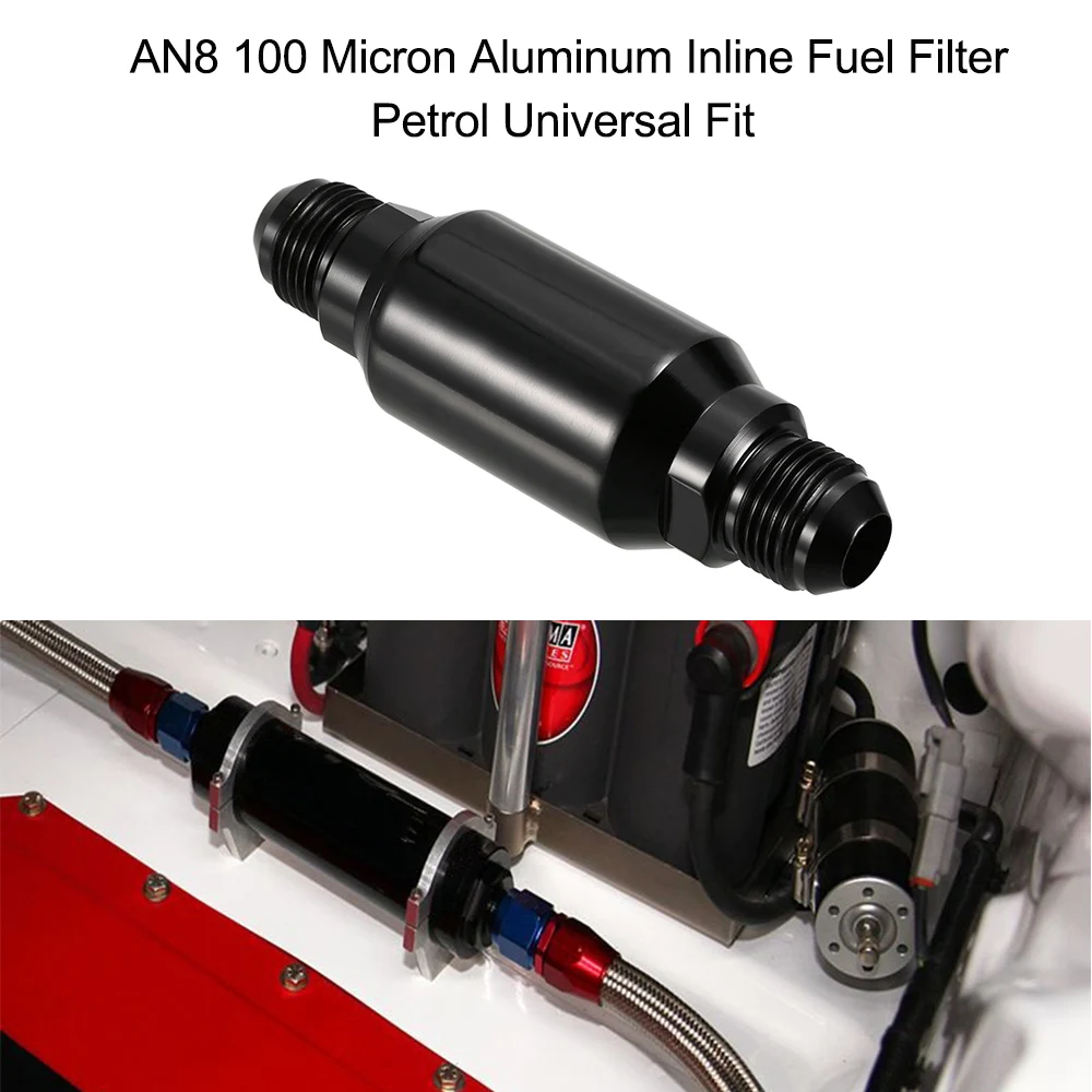 

AN8 100 Micron Aluminum Inline Fuel Filter/ Petrol Universal Fit