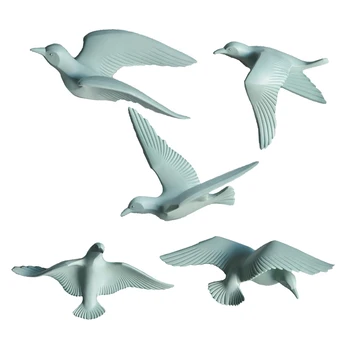 

5x Resin 3D Handmade Flying Seagull Bird Crafts Wall Art Hanging Decor Green