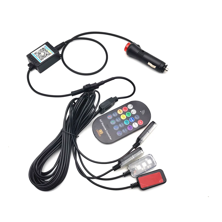 

Автомобиль беспроводной музыка Голосовое управление декоративные огни комплект RGB светодиодный 4 режима красочный