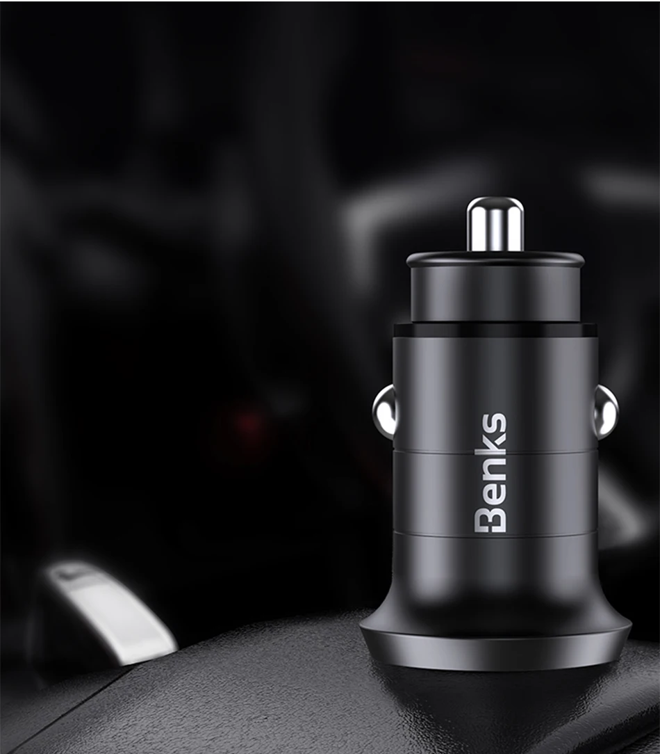 Benks Car Charger Dual Port PD QC 4.0 30W Type C Fast Charging Charger Quick Charge 3.0 For iphone 11 Pro Sumsung Huawei Xiaomi (9)