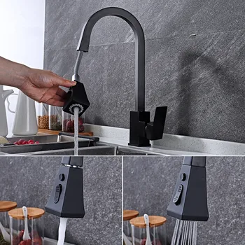 

Black Pull Down Kitchen Faucet Tap Single Handle Bronze Kitchen Sink Mixer Tap 2 pattern Shower Spout Hot Cold Faucet