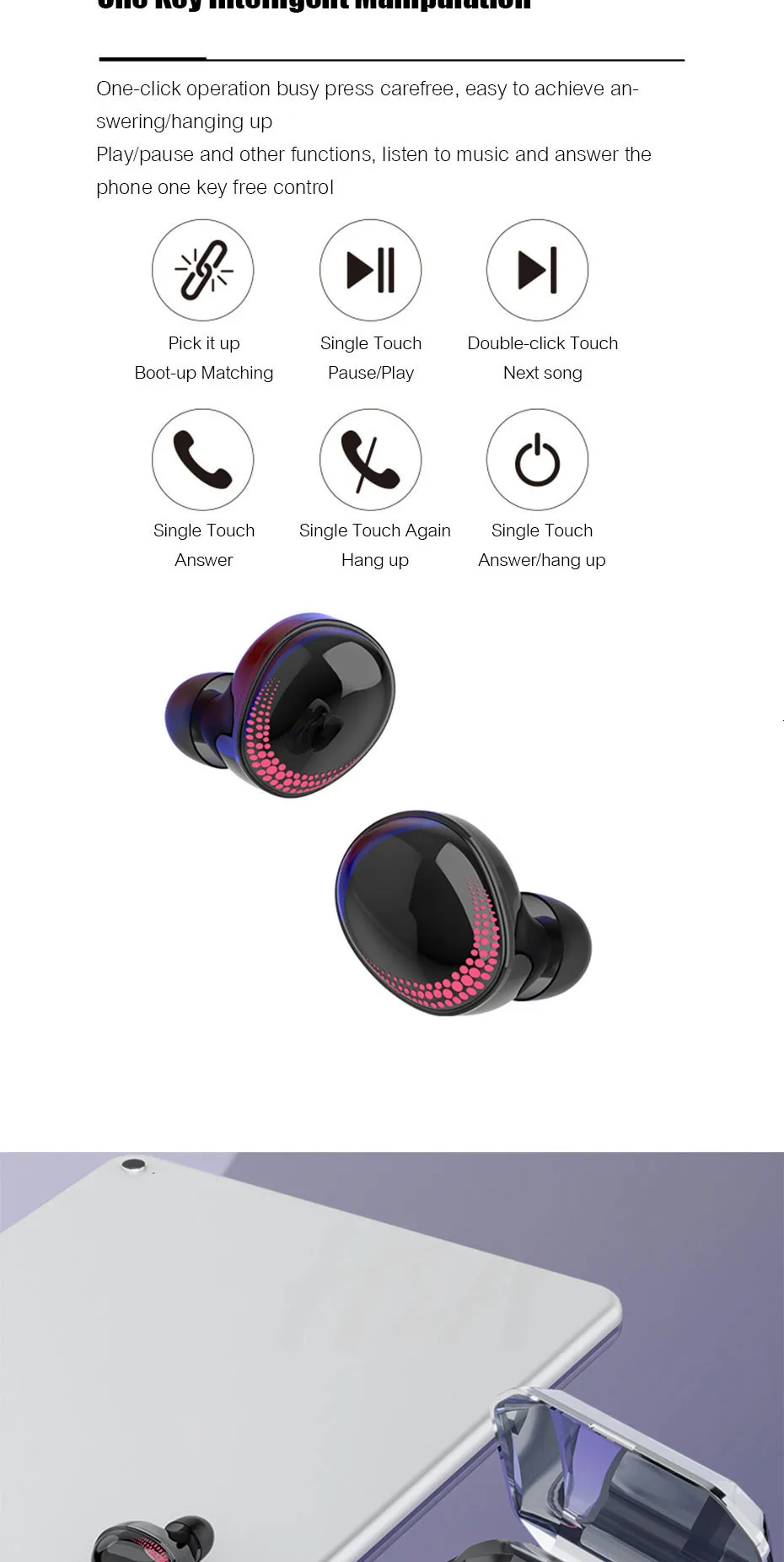 TWS Bluetooth V5.0 HIFI Беспроводные наушники 8D стерео спортивные наушники гарнитура с зарядной коробкой микрофон для iPhone Xiaomi