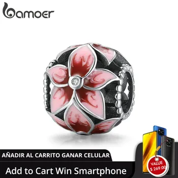 

bamoer 925 Sterling Silver Blooming Flowers Charm for Original 3mm Bracelet Accessories Original silver jewelry make SCC1707
