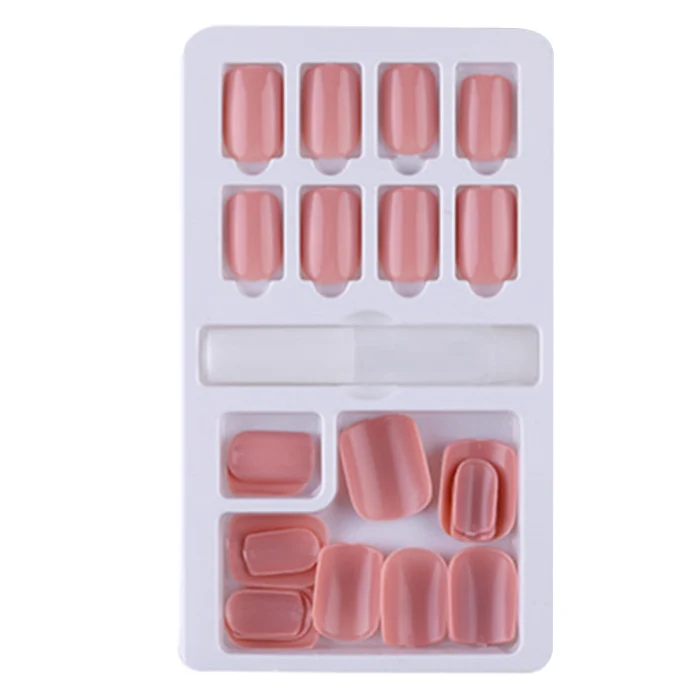 Hot sale 24pcs Reusable Stick-On Nails Tips Removable Wearable Fake Nail Manicure Accessories Kits fre