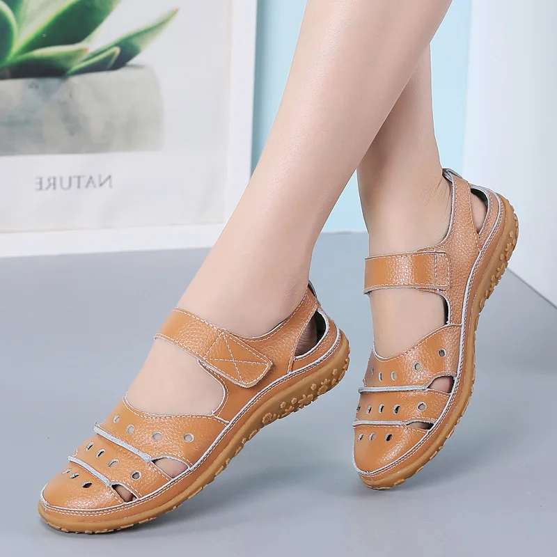 

Women Sandals 2020 New Spring Summer Flat Hollow Out Ladies Shoes Buckle Solid Color Women's Sandals Beach Shoes