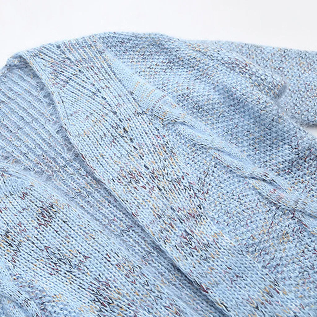 Winter Women Knitted Sweater Solid Open Front Long Cardigan Female Jumper Autumn Invierno Sweaters With Pocket Tops