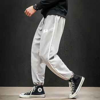 

2020 Spring New Casual Pants Men Japanese Streetwear Side Striped Sports Pants Elastic Waist Drawstring Kpop Trousers Men M-5XL