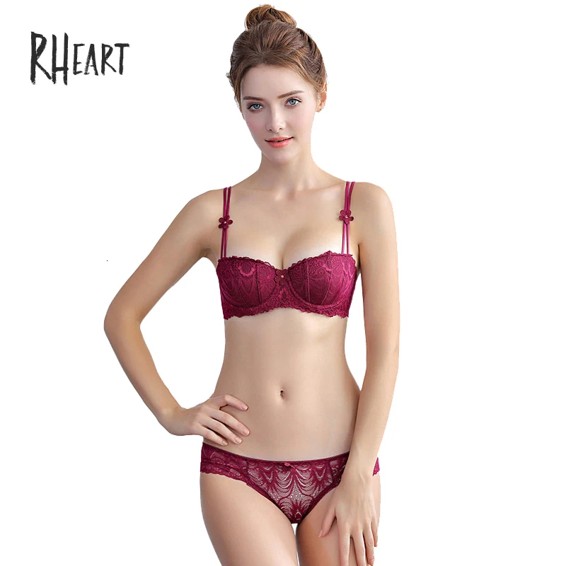 Roseheart 2018 Для женщин Мода пикантное Красное Нижнее белье Мягкий бюстгальтер с полуоткрытой чашечкой на косточках кружевная отделка хлопок
