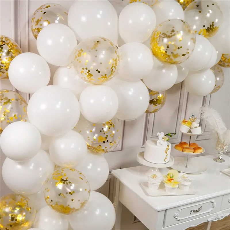 30Pcs/lot Gold Black Confetti Latex Balloons Birthday Party Adult Decorations Ballons Wedding Baby Shower Anniversary Balloons