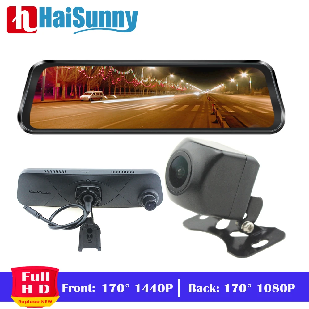 

Car Rearview Rear View Video Recorder Streaming Mirror Dvr With Bracket Dash Camera Touch Screen 170Â° View Angle FULL HD 1080P