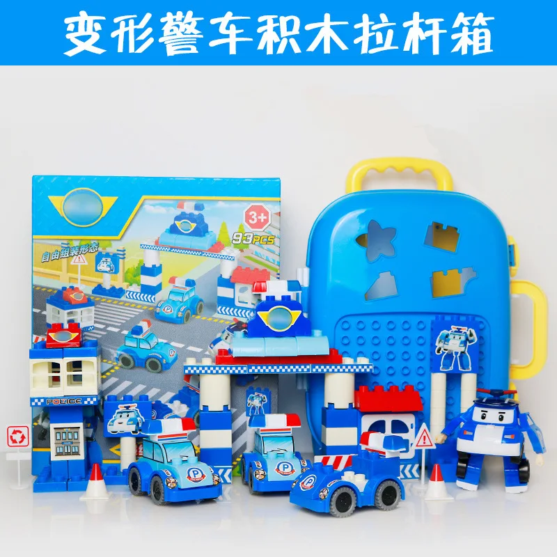 

Children Transformation Perley Sheriff Polly Police Car Assembled Large Particles Building Blocks Pull Defend Travel Building Bl