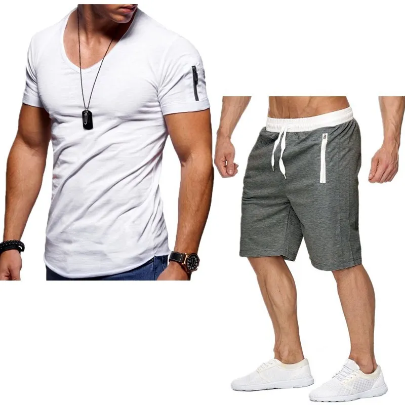 Conjunto de 2 piezas formado por camiseta y pantalón corto, para hombre, verano, 2021
