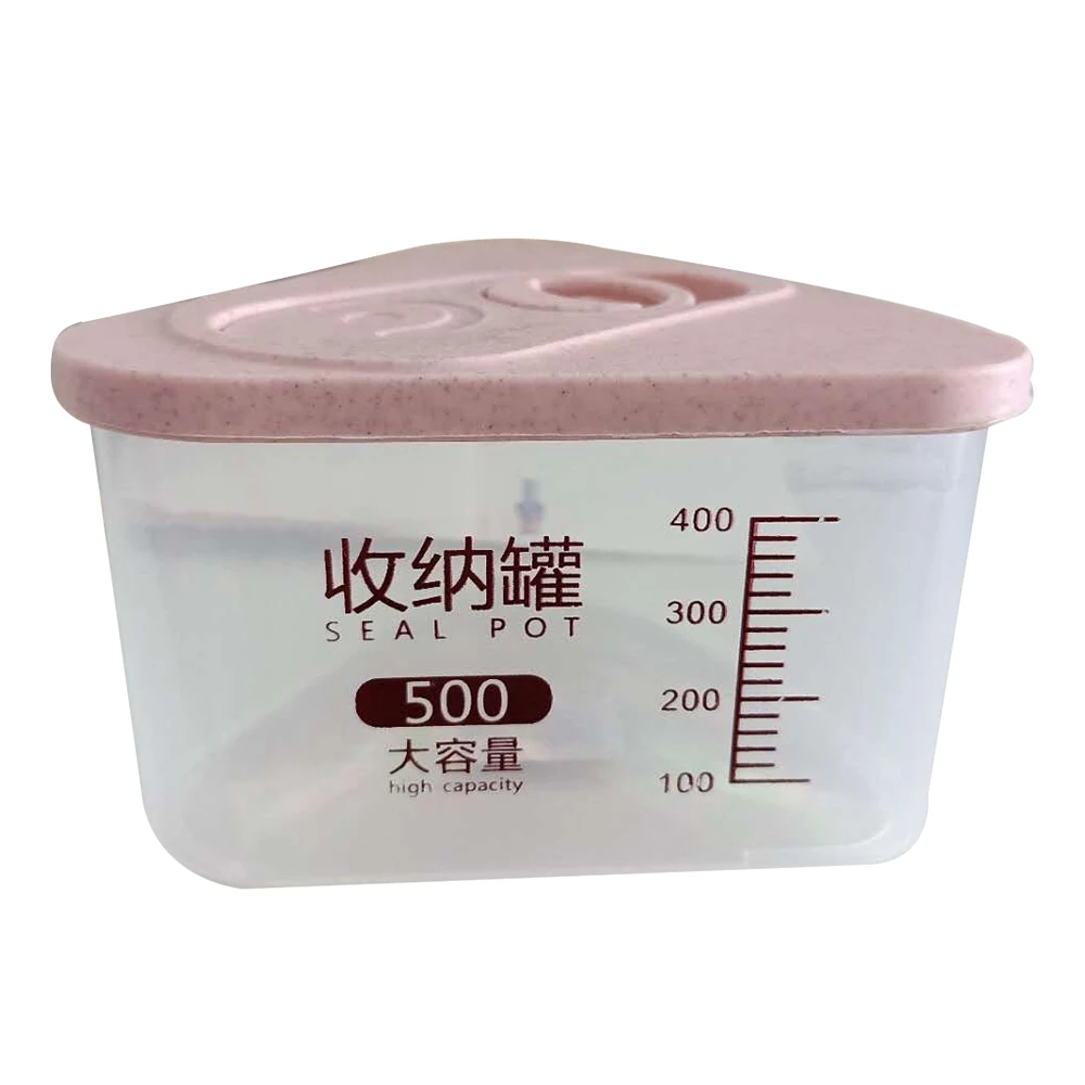 Пластиковый контейнер, коробка для хранения еды на холодильник, коробка для хранения зерновых зерен, бобов, риса, ящик для хранения, бытовой кухонный Органайзер - Цвет: pink 500ml