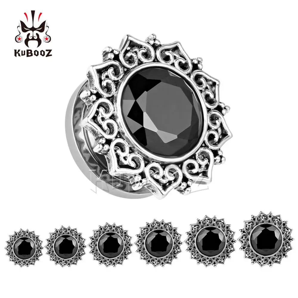 KUBOOZ модные из нержавеющей стали циркон винтажные Цветочные затычки для ушей и