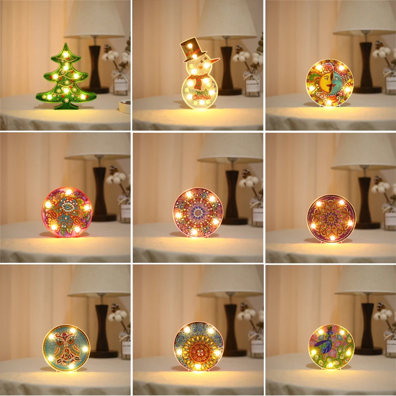 5D DIY Алмазная картина светодиодный светильник Снеговик специальная форма мозаика вышивка Сова незавершенный набор Рождественский подарок WHH