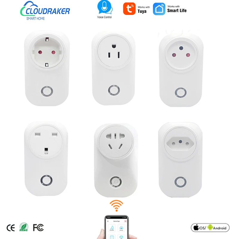 

Tuya WiFi Smart Socket 16A Mobile Outlet Removable Power Switch Remote Timing Voice Control Works with Siri Alexa Google Home