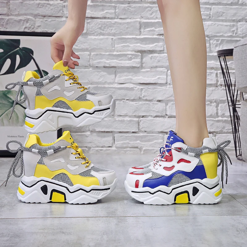 Female Vulcanized Shoes Women Spring Breathable Round Head Sports Shoes Woman Mesh Running Shoes Ladies Casual Sneakers New