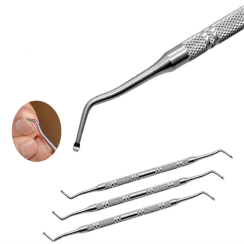 1 шт. профессиональная чистка ногтей двусторонняя головка вросший носок Уход за ногтями на ногах крючок для ногтей педикюрный инструмент