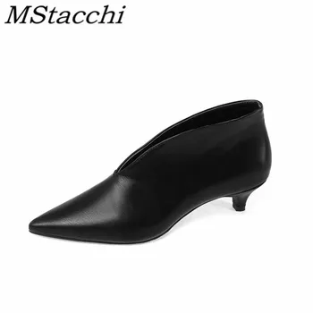 

Mstacchi Cowhide Solid Color Women Ankle Boots For Woman 2020 New Design Elegant Comfortable Pointed Ladies Shoes Botas Feminina