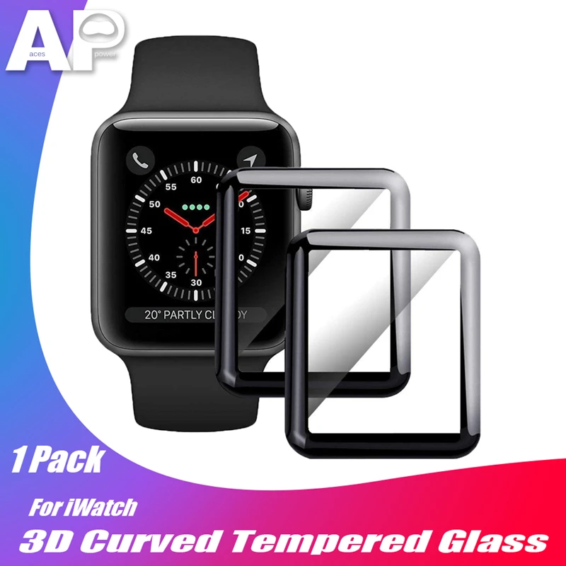 

Acespower Curved Screen Protector Tempered Glass Front Glossy Surface Film for Apple Watch iWatch 38 40 42 44 mm Retail Package