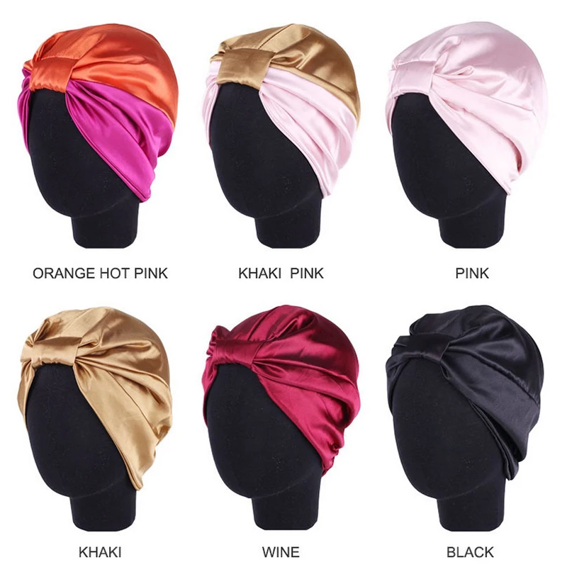 

Silk Salon Bonnet Women Sleep Shower Cap Bath Towel Hair Dry Quick Elastic Hair Care Bonnet Head Wrap Hat