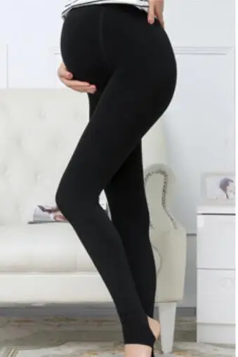 New Autumn winter pregnant women bead velvet Outwear Leggings maternity warm thin thicken pants stepping women solid clothing - Цвет: pure black