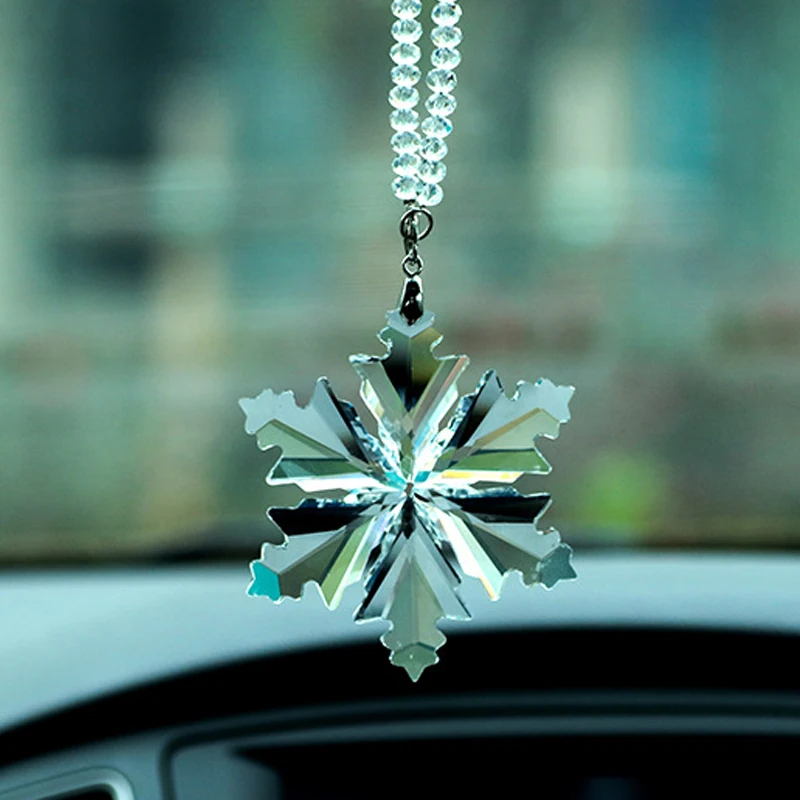 Crystal Snowflake Car Pendant Ornament  – Clear Edition Auto Interior Decoration Accessory